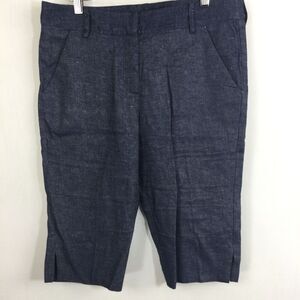 Harvey Faircloth Womens Cotton Linen Chambray Shorts Bermuda Blue Size 6